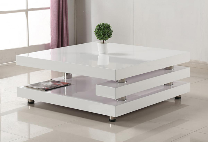 Borneo High Gloss Coffee Table With Stainless Steel Frame